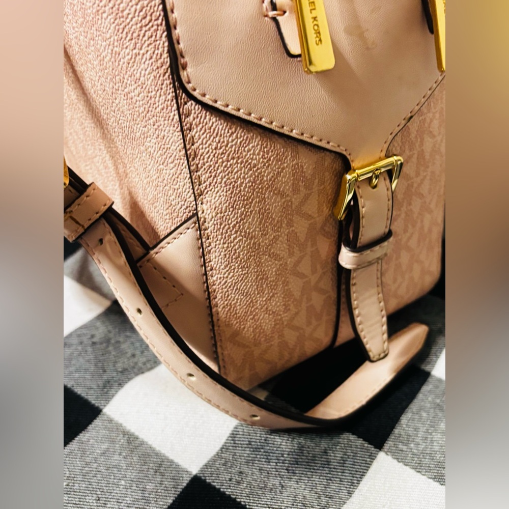 Michael Kors Womens Jaycee Logo Backpack (Dark Powder Blush) MK Signature - Picture 12 of 15